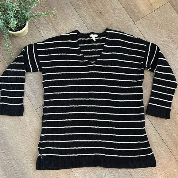EILEEN FISHER CHENILLE 100% ORGANIC COTTON STRIPED SWEATER EUC SIZE MEDIUM - Picture 2 of 6